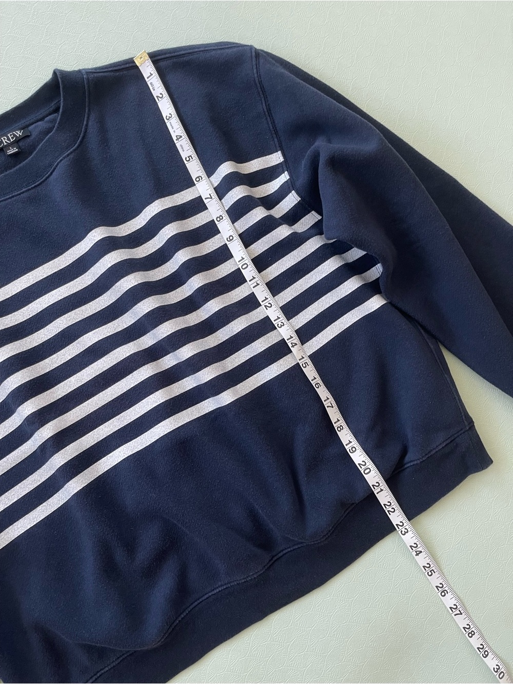 J. Crew Women’s Navy Stripe Crewneck Sweatshirt - Picture 6 of 8